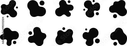 Abstract ink blot rorschach test shapes in black and white