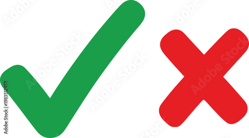 Green check mark and red x symbols positive and negative indicators