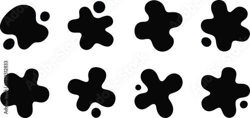 Abstract black ink blot shapes a collection of organic forms