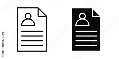 Job resume icon outline pictogram. Flat Symbols.