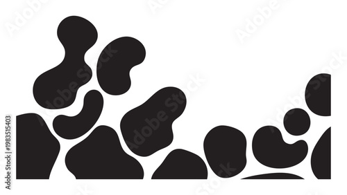 Abstract organic shapes black and white organic design with brush stroke organic shape ink blot graphic design