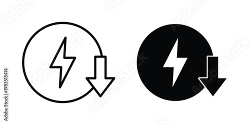 Quadro su tela Low electricity consumption icon outline pictogram. Flat Symbols.