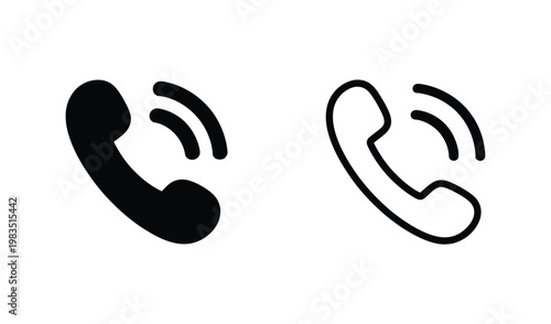 Call vector icon collection, telephone handset symbol for contact us, support center, communication, help desk and hotline service in modern design.
