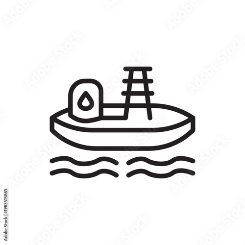 Floating production icon symbolizing offshore energy, representing FPSO hardware, processing tools, storage gear, extraction systems, and industrial maritime logistics for subsea oil and gas.