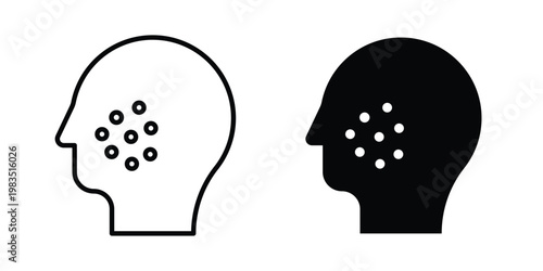 Man acne on face icon outline pictogram. Flat Symbols.