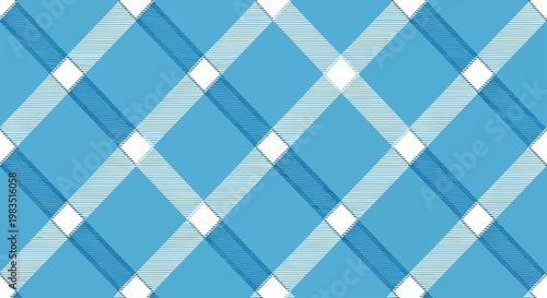 Geometric pattern with diagonal stripes and diamond shapes in blue and white