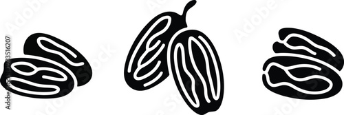 Black and white illustration of dates a sweet and nutritious fruit