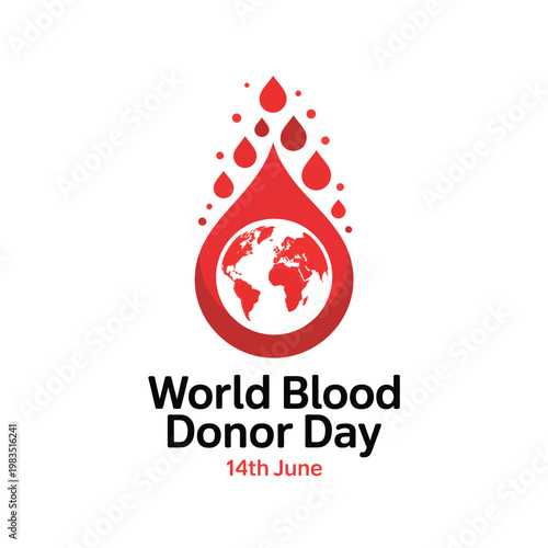 Φωτογραφία World blood donor day emblem featuring earth within a blood droplet