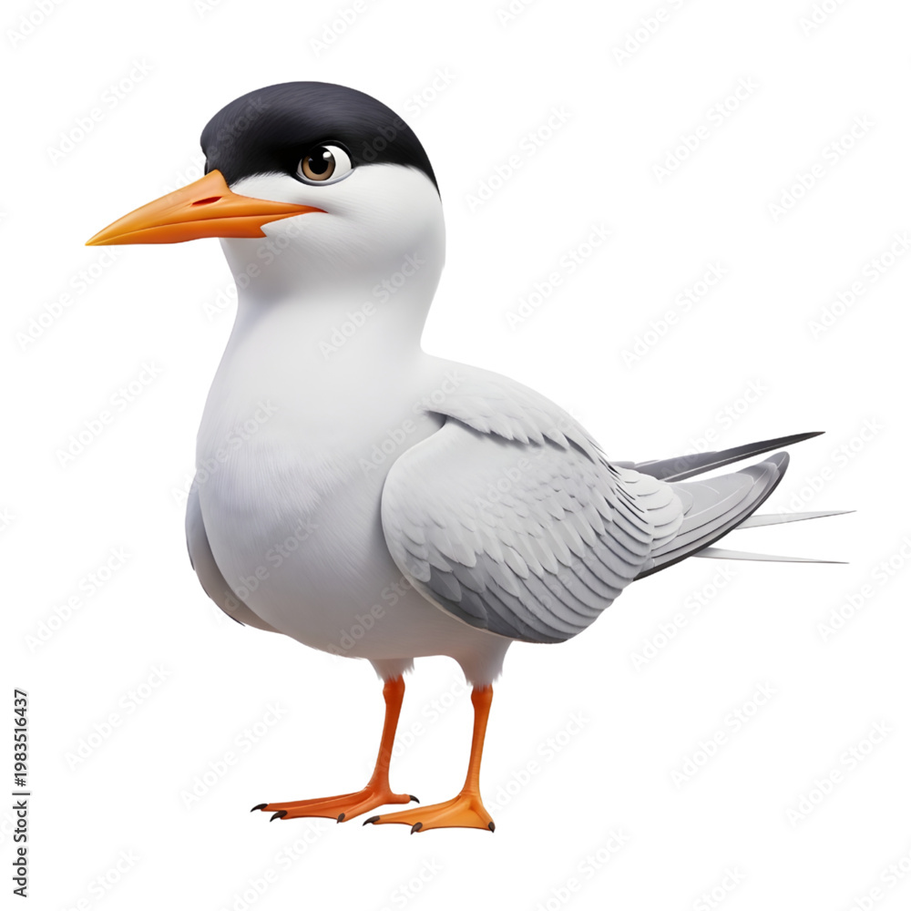 Fototapeta premium Caspian Tern Standing Isolated on White Background