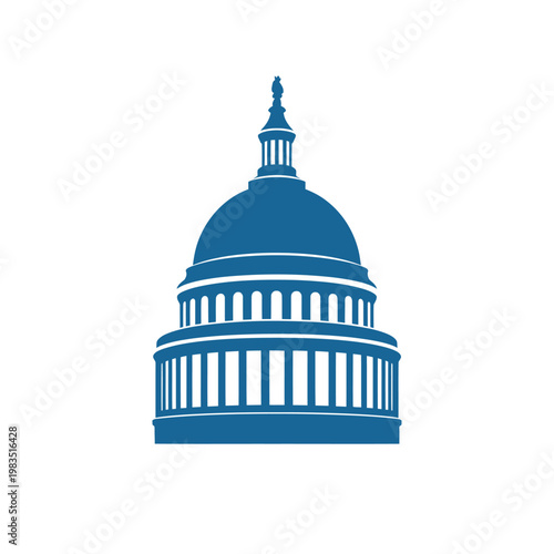 Simple blue silhouette illustration of the united states capitol building