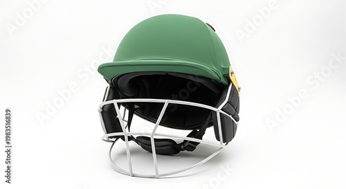 Green cricket helmet with face grill for batsman safety protection