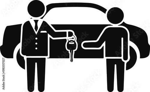 Car dealer handing over car keys to a customer