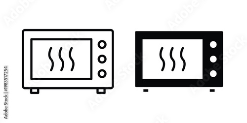 Microwave oven icon outline pictogram. Flat Symbols.