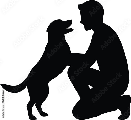 Person kneeling with dogPerson kneeling with dog