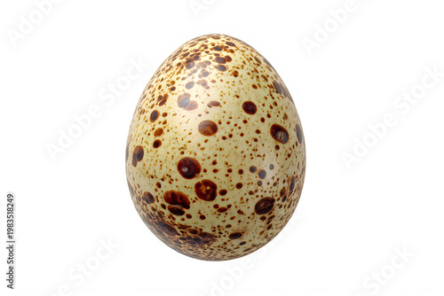 A single quail egg with speckled pattern isolated on transparent background