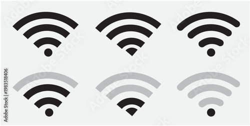 Wi-Fi wireless signal icon set. Different levels of communication. Wi-Fi button. Vector illustration.