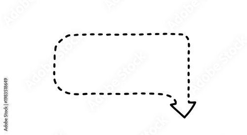 Arrow pointer box illustration featuring a simple hand drawn rectangular frame with a sharp corner indicator shape isolated on a pure white background for web design and graphic layout elements.