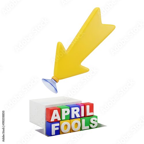 Colorful April Fools Blocks with Yellow Arrow