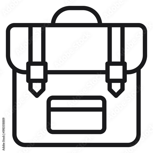 Foto Minimalist black line art vector icon of a backpack or school bag with straps and buckles, perfect for education, travel, and business concepts, isolated on a white background illustration