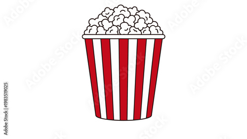 Popcorn Container Vector Icon Isolated on PNG Background, popcorn, popcorn container, popcorn bucket, snack icon, cinema snack, movie food, striped cup, red white stripes, popcorn vector, flat design,