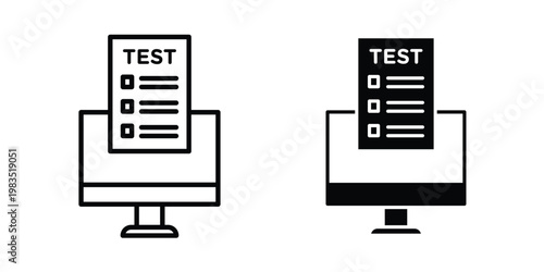 Online test icon outline pictogram. Flat Symbols.