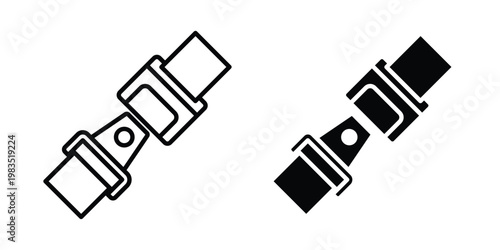 Open seat belt icon outline pictogram. Flat Symbols.