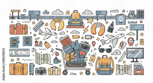 Travel tourism icons and symbols.