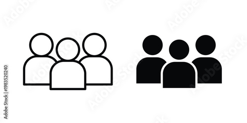people icon outline pictogram. Flat Symbols.