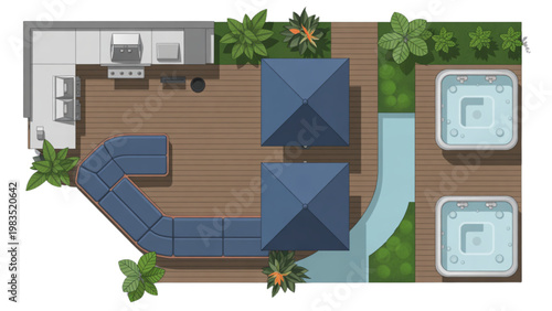 Modern house with sloped roof and triangular skylight extensions Vector