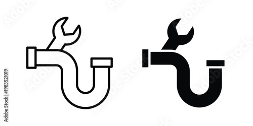 Plumbing icon outline pictogram. Flat Symbols.