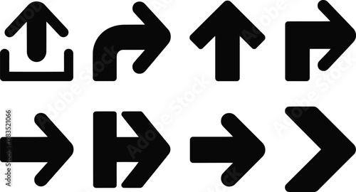 Collection of black arrow icons directional indicators and navigation symbols
