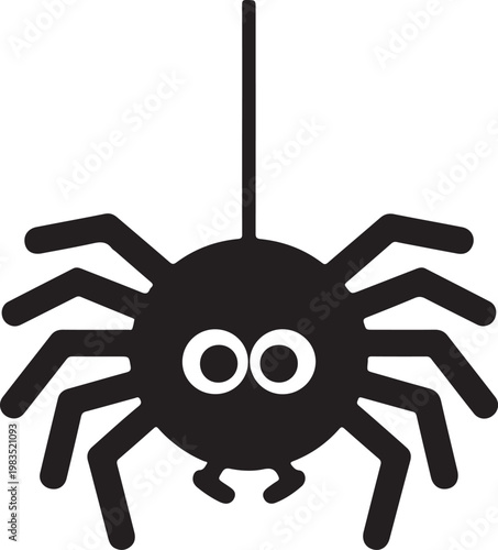 Black and white spider with large eyes and eight legs