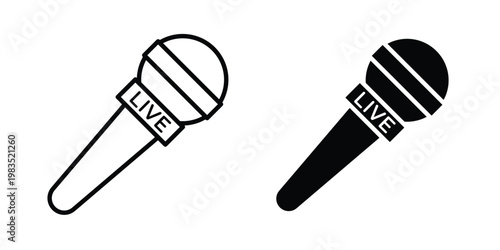Press Microphone icon outline pictogram. Flat Symbols.