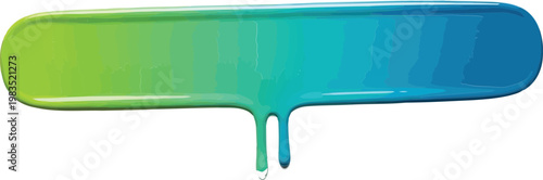 Lime green to cyan blue gradient liquid bar with drips isolated on transparent background