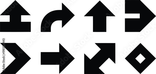 Collection of black arrow icons directional symbols for navigation and guidance