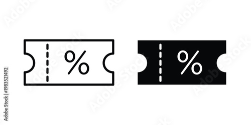 Promo code icon outline pictogram. Flat Symbols.