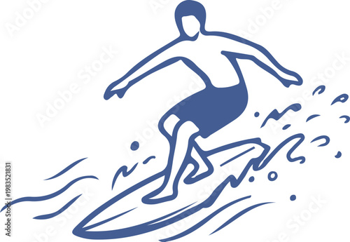 Man Riding Surfboard on Wave.