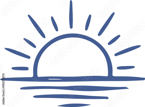 Simple Blue Sunrise Over Water.