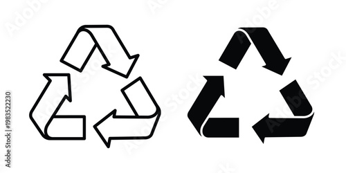 Recycle icon outline pictogram. Flat Symbols.