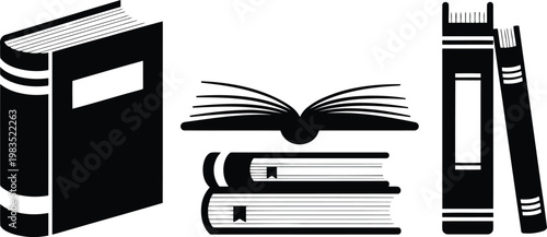 Black silhouette books and writing tools a study in literary objects