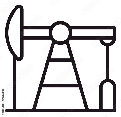 Konstfotografi Oil Pump Jack Vector Icon Illustration, Minimalist Black Line Art Symbol for Pet