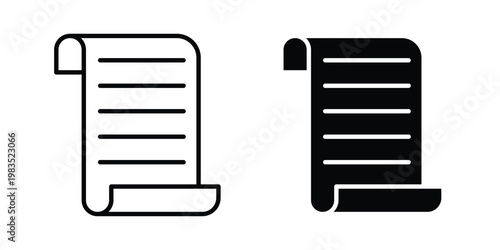 Scroll papyrus paper icon outline pictogram. Flat Symbols.