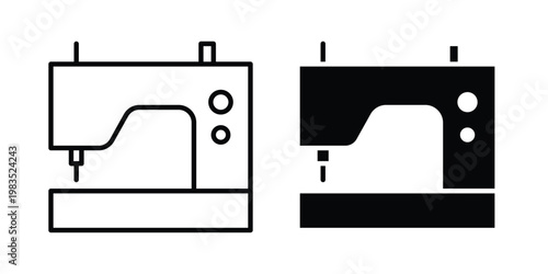 sewing machine icon outline pictogram. Flat Symbols.