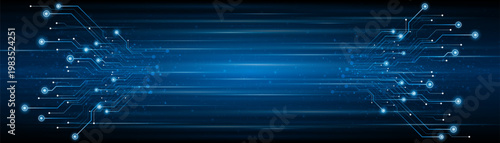 Blue glowing lines with light effect on dark background. High speed internet technology concept or fast wireless data transmission.