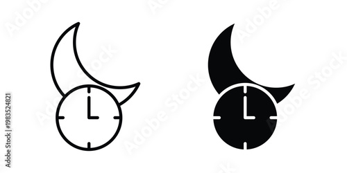 Sleeping time icon outline pictogram. Flat Symbols.