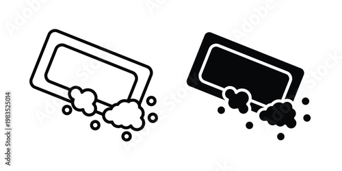 Soap with bubbles icon outline pictogram. Flat Symbols.