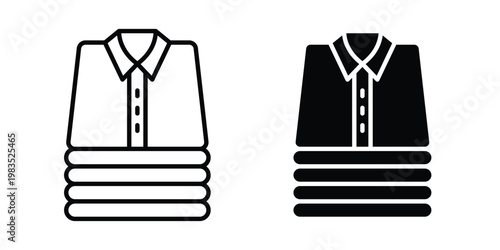 Stack of folded shirts icon outline pictogram. Flat Symbols.
