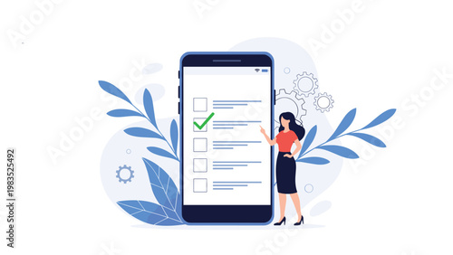 Worried man making an emergency call on his phone next to a giant smartphone showing the 911 number and warning signs.