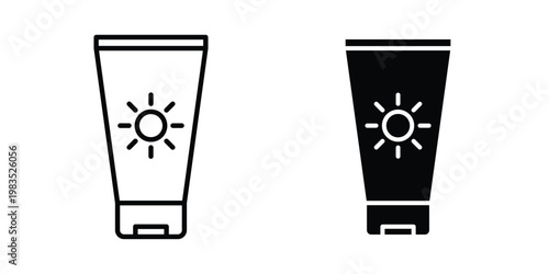 Sunscreen icon outline pictogram. Flat Symbols.