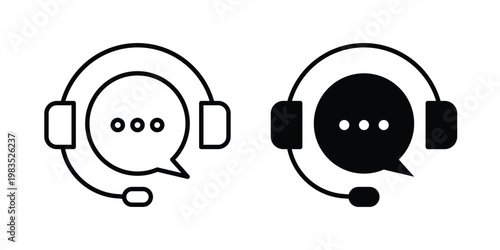 Support service headset icon outline pictogram. Flat Symbols.